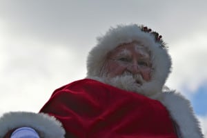 Santa looks down at the crowd during a parade in Philadelphia.
