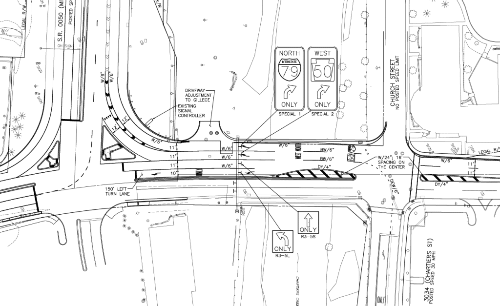 Concept drawing of a proposed improvement to the Route 50/Washington Pike intersection.