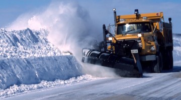 A snow plow near Belwood, Ontario, Canada