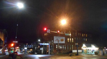 This photo from Bellingham, Washington illustrates the difference between LED and some older-style streetlights.