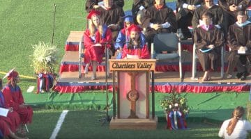 A scene from Chartiers Valley High School's 2017 commencement ceremony