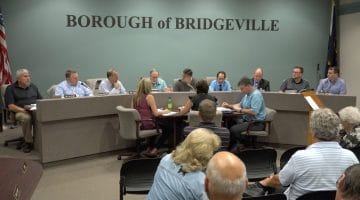 michael tolmer, president of bridgeville borough council, speaking the council's august 2017 meeting