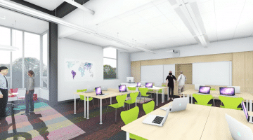 artist's rendering of a Chartiers Valley Middle School learning space