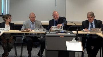 Scott Seltzer moves into the superintendent's seat at the Chartiers Valley School Board meeting table.