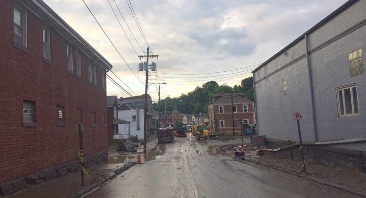 A photo of Bridgeville's Baldwin Street following the June 2018 flood that swept through the rea.